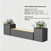 Banc de jardin moderne en fer, écologique et durable, avec jardinières intégrées, pour mobilier extérieur, patio, parc, centre commercial, hôpital