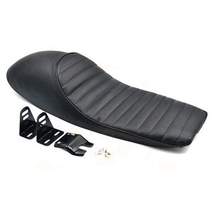 สีดำรถจักรยานยนต์ Cafe Racer เบาะนั่ง Custom Vintage Hump Saddle Flat Pan Retro สำหรับ CB400 CL200 <span class=keywords><strong>XJ650</strong></span> - Product Image 1