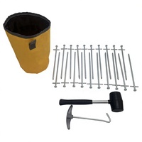 20PK Piquets de tente en acier, diamètre 6 mm, longueur 23 cm, avec sac de transport 57298BAG #   Kit de tente de camping toutes saisons