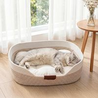 Panier-lit pour chat avec coussin amovible, panier-lit pour chat tissé à la main Stimulicat pour chats de taille moyenne à grande