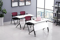 Bureau d'ordinateur en alliage d'aluminium avec roulettes, mobilier de bureau, table mobile, table rotative, table de formation, table pliante