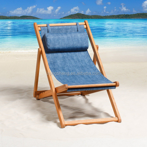 Chaise longue pliante en bois chaise de plage portable - Product Image 4