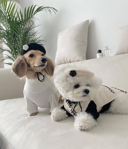 Vestido <span class=keywords><strong>de</strong></span> Lana Tejida en Blanco y Negro con Diseño Clásico para Mascotas, Sombrero <span class=keywords><strong>de</strong></span> Lujo para Perros - Product Image 5