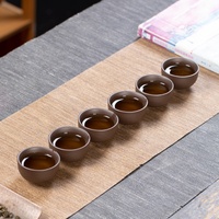 Tasse à thé en céramique mate brun foncé, 4 tailles, 6 pièces, 30 ml, 65 ml, tasse de dégustation chinoise