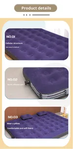 Portable Outdoor Air Flocked Inflatable Mattress Single Camping <b>Folding</b> <b>Bed</b> Home Use - Product Image 4