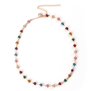 Conjunto de Collar de Estilo Étnico Bohemio con Forma de Corazón, Joyería de Aleación de Zinc para Mujer, Pequeños Corazones Coloridos - Product Image 5