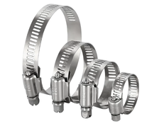 Collier de serrage réglable en acier inoxydable 304 DIN3017-1 de 16 mm à 25 mm pour tuyau de carburant, type serpentin, avec clip de fixation DIN3017-1