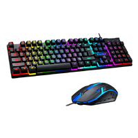 Penjualan terlaris murah Keyboard berkabel USB dan Mouse 2 in 1 Combo dengan lampu belakang RGB