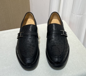 Mocasines de Piel de Avestruz Premium para Hombre, Zapatos de Vestir Negros para Negocios y Uso Diario - Product Image 1