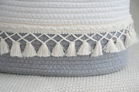 Panier de rangement en corde de coton avec logo personnalisé, panier à couches pour bébé mignon avec pompon amovible, panier à linge en tissu, panier à couches
