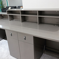 Comptoir de réception en bois avec éclairage LED, pour hôpital, hôtel, consultation, salon de beauté, caisse, table de caissier, luxe commercial