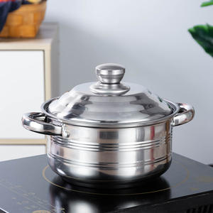 Küçük süt tenceresi, kapaklı paslanmaz çelik, çift kulak pot, düz alt, haddelenmiş kenar ve düz alt çorba tenceresi, üç parçalı set - Product Image 6