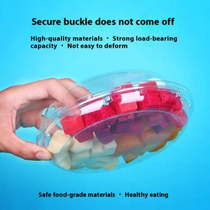 Caja de pesca de fruta transparente redonda desechable con tapa compartimentos de plástico para fruta fresca cortada ensalada materiales reciclados - Product Image 2