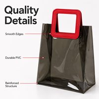 Sac fourre-tout en PVC translucide coloré avec poignée carrée, idéal pour l'emballage cadeau, sac de vente au détail étanche pour boutique, personnalisable avec logo OEM