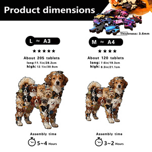 Wacocetoy Rompecabezas de madera con forma de cachorro, rompecabezas de dificultad para adultos, diseño gráfico personalizable, rompecabezas plano para adolescentes - Product Image 4