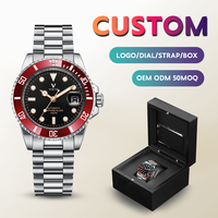 Mode luxe calendrier lumineux 5bar étanche mâle horloge bas quantité minimale de commande montre plongeur automatique luxe mécanique montres pour hommes