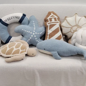 New Summer Coastal Beach Woven Boucle Fur Custom Floral Decorative Inflatable Memory Shaped <strong>Pillow</strong> - Product Image 1