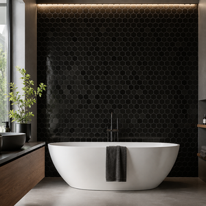 Eco-Friendly Midcentury Absolute Black <b>Granite</b> Polished 2 Hexagon Mosaic Tile for Interior Wall Decor - Product Image 4