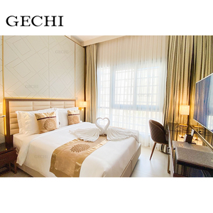Muebles de habitación de hotel de lujo de <span class=keywords><strong>cinco</strong></span> estrellas Cama doble Dormitorio moderno de madera maciza o estilo de panel de apartamento - Product Image 6