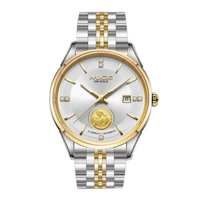 Montre mécanique exclusive pour homme personnalisée, design tourbillon en or massif, étanche, mouvement Miyota, cadran à aiguilles, couronne - Product Image 1