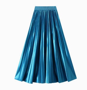 Gonna Lunga Plissettata Lucida a Vita Alta per Donna, Gonna Maxi Moda Primavera-Estate, Outfit Quotidiano e Street Style - Product Image 3