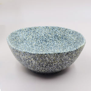 「3ブルー/パープル/グリーン反応バブル釉薬ドット15オンス容量マイクロ波オーブン中古セラミックサラダボウルのセット」 - Product Image 6