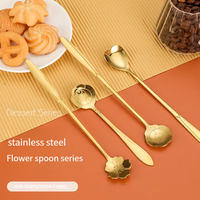 LFS Offre Spéciale cuillère en acier inoxydable Vintage or fleur petite cuillère à café thé fantaisie sucre Dessert cuillère à café Bar café vaisselle