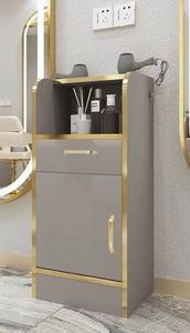 Meuble de rangement moderne noir et or pour salon de coiffure, chariot de rangement en bois pour outils de coiffeur, armoire latérale pour poste de barbier - Product Image 3