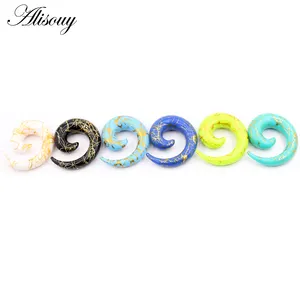 Wholesale 1.6mm-20mm Line Wave Dots Acrylic Spiral Ear Gauges Tunnels Plugs Stretcher Expander Earrings Piercing Body Jewelry