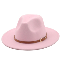 Topi Fedora tepi lebar 56-60cm putih/hitam topi Laken wol Wanita Pria dekorasi rantai logam topi Panama Jazz Chapeau
