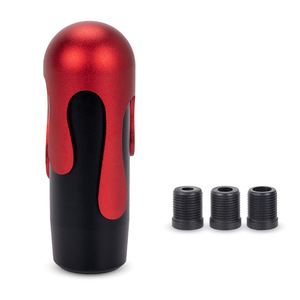 Car Gear <b>Knob</b> Aluminum Alloy Red Black Ergonomic <b>Shift</b> Head With Adapter Universal Fit - Product Image 2