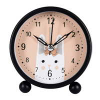 Jam Alarm Meja Analog Quartz, Jam Alarm Logam, Jam Meja Analog Quartz, Jam Alarm Logam, Rak Dekoratif, Dial 3D, dengan Fungsi Lampu Latar, Tidur Sebentar