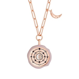 Collier Maimang, bijoux de créateur personnalisés, luxe, plaqué or 18 carats, argent sterling 925, phase lunaire, or taupe, mantra, émail - Product Image 6