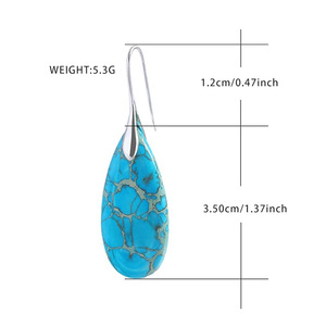 Orecchini Pendenti a Goccia con Pietra Naturale Curativa, Trendy e di Tendenza, in Oro e Argento per Donne - Product Image 5