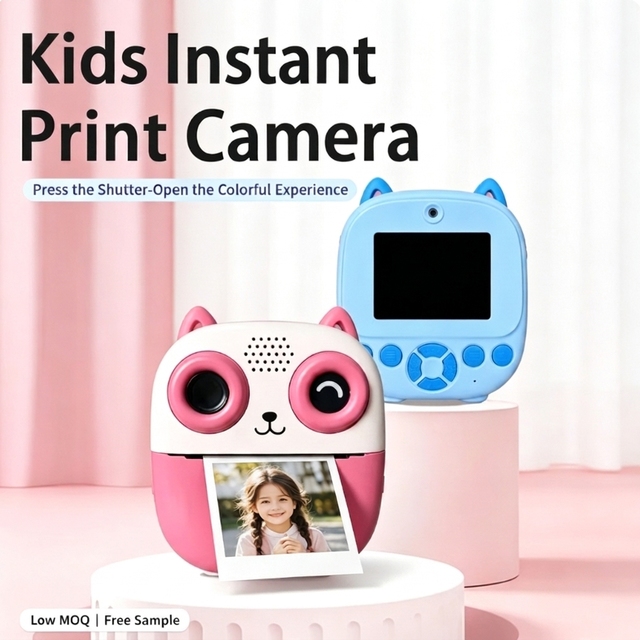 Kids Instant Print Camera 1080P HD Video, Portable Thermal Print Toy Camera for Children Outdoor Play, Boys Girls Birthday Gift