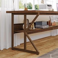 Grand bureau d'ordinateur en bois massif pour le bureau à domicile, poste de travail de jeu, bureau de travail imperméable, bureau d'ordinateur avec rangement caché