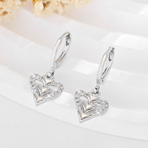 2025 colgante fino de alta calidad corazón hueco 14K cobre chapado en oro con incrustaciones de circón fiesta pendientes de latón joyería de mujer - Product Image 3