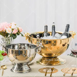 Factory High Quality Small Ice Bowl Golden Thicken Wine Chiller Champagne Chiller Beverage Cooler Party Ice Bowls Wine Buckets