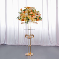 Décoration de mariage, grands centres de table dorés et argentés, support à fleurs en métal, support à fleurs en acier inoxydable doré