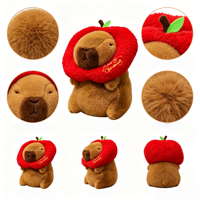 Peluche Capybara Mignonne avec Chapeau Pomme, Jouet en Peluche Doux, Vente en Gros, Fabricant de Peluches Personnalisées, Cadeaux pour Enfants