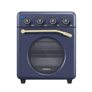 Oven Penggorengan Udara Elektrik Desain Retro 18L, Sirkulasi Udara Panas dengan Fungsi Defrosting dan Fermentasi, Oven Penggorengan Udara Listrik