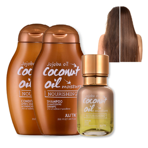 Juego de cuidado del <span class=keywords><strong>cabello</strong></span> Champú sin sulfato <span class=keywords><strong>con</strong></span> aceite de coco Champú reparador nutritivo Champú <span class=keywords><strong>y</strong></span> acondicionador de aceite esencial de coco - Product Image 1