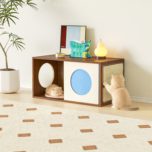 Three In One <b>Cat</b> House Solid Wood TV Stand With Scratching Pad And Sleeping Area For <b>Cats</b> - Product Image 1