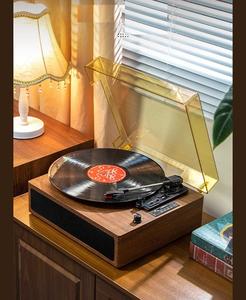 Tocadiscos de Vinilo Retro Vintage de Madera con Tira LED, Reproductor de LP con Iluminación Ambiental BT - Product Image 4