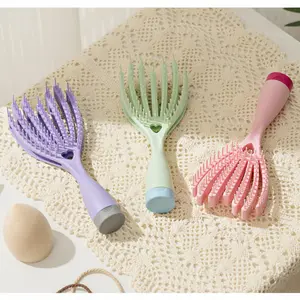 Personalized design portable ribs comb wet and dry vent detangling hair brush octopus massage hair comb