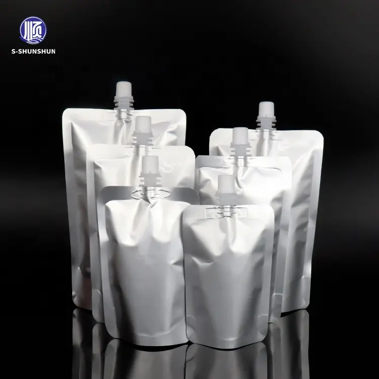 Disesuaikan 250Ml 500Ml 1l Berdiri Tas Aluminium Foil Cerat Kantong untuk Makanan Jus Cair Bir Air Susu Minuman Kemasan Tas