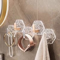 Crochets muraux hexagonaux autocollants, imperméables, sans perçage, pour salle de bain, cuisine, porte, rangement domestique