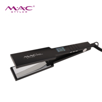 Lisseur professionnel à logo personnalisé, fer plat rapide, plaques flottantes en titane avec revêtement en tourmaline noire, lisseur pour cheveux MAC