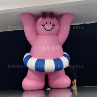 Poupée gonflable avec cercle de natation poupée rose gonflable mascotte de dessin animé gonflable pour la décoration ou la publicité