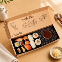 Kartonnen sushi doosjes voor restaurants, op maat gemaakte groothandel, voedselveilig, recyclebaar, wegwerpbaar, Japanse voedselverpakking